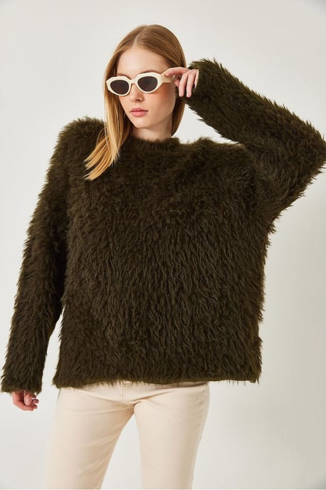 Oversized Getextureerde Breisweater met Pluchen Detail - Image 2