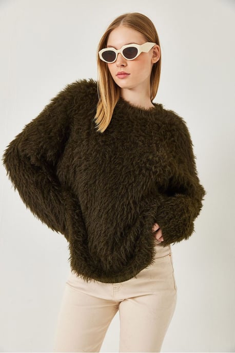Oversized Getextureerde Breisweater met Pluchen Detail - Image 3