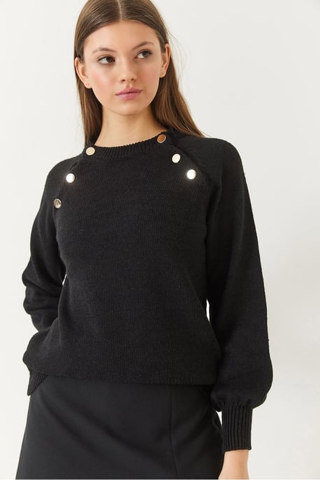 Gestructureerde Brei Crew Neck Trui met Knopen - Image 2