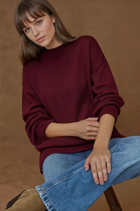 Dikke Gebreide Crewneck Lange Trui - Image 2