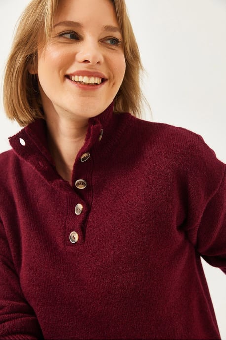 Ontspannen Pas Cropped Trui met Knopkraag - Image 3