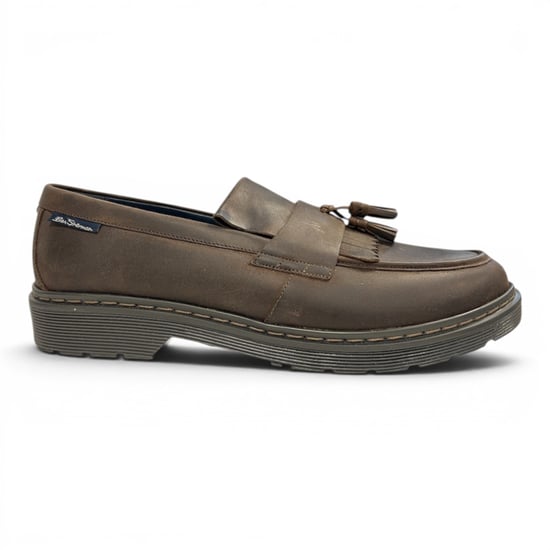 Ben Sherman heren loafers van bruin leer met kwastjes - Dudley - Image 1