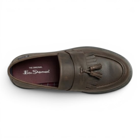 Ben Sherman heren loafers van bruin leer met kwastjes - Dudley - Image 3