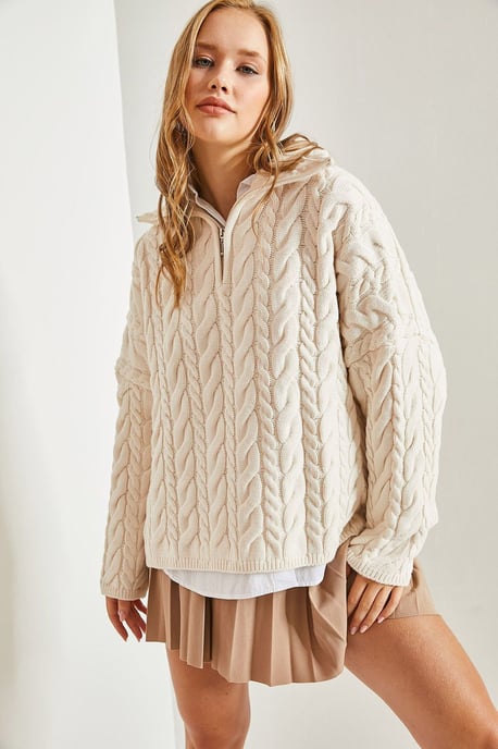 Oversized Haar Beard Trui met Rits Kraag - Image 3