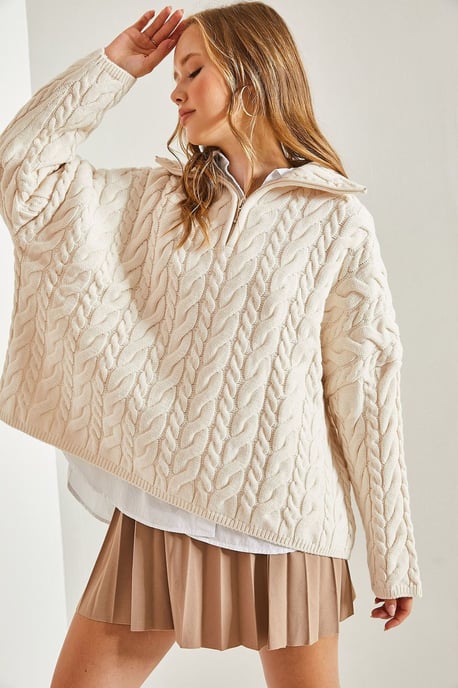 Oversized Haar Beard Trui met Rits Kraag - Image 4