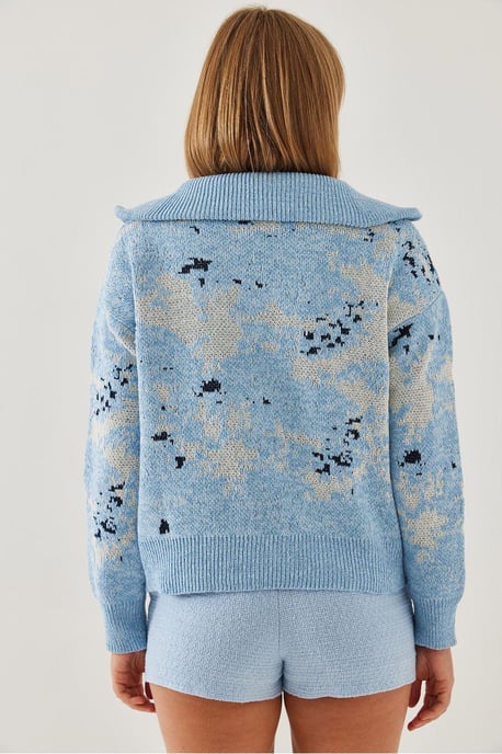 Abstract Brei Sweater met Ritskraag - Image 3