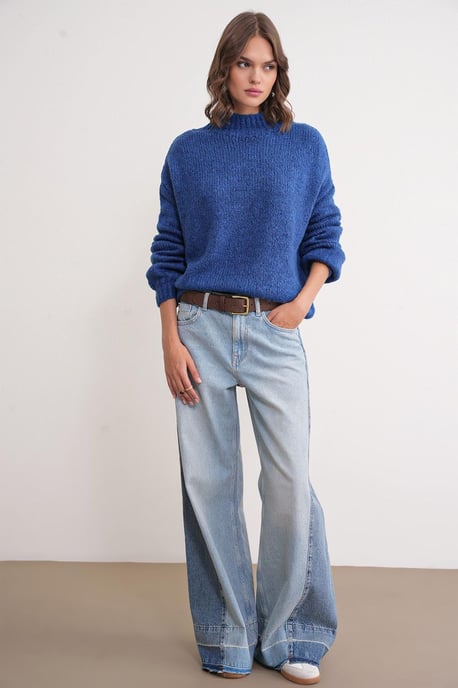 Relaxed Fit Crew Neck Dikke Gebreide Trui - Image 3