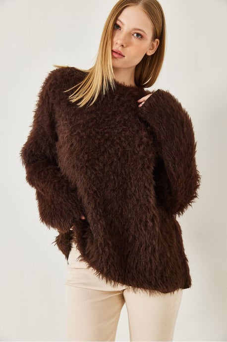 Oversized Gewoven Trui met Pluche Detail - Image 3