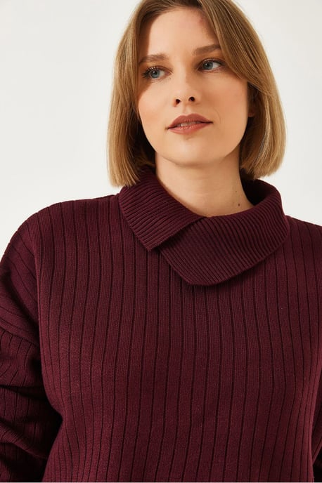 Geribbelde Sweater met Sjaalkraag - Image 4