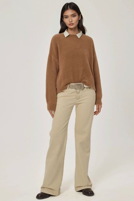 Beren Crew Neck Ultra Zachte Touch Brei Trui - Image 4