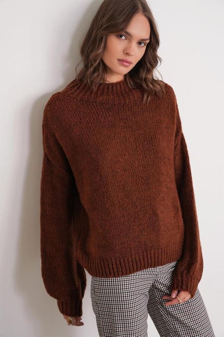 Relaxed Fit Crew Neck Dikke Gebreide Trui - Image 1
