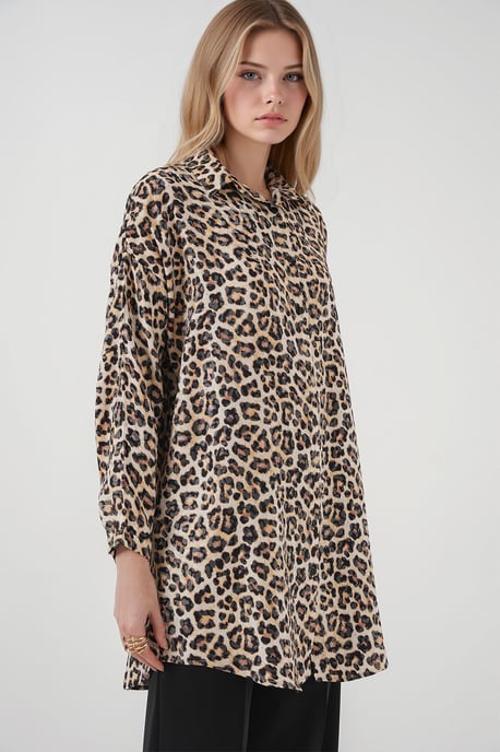 Leopard Print Lange Mouwen Knoopshirt - Image 3