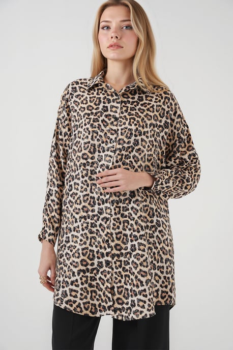 Leopard Print Lange Mouwen Knoopshirt - Image 4