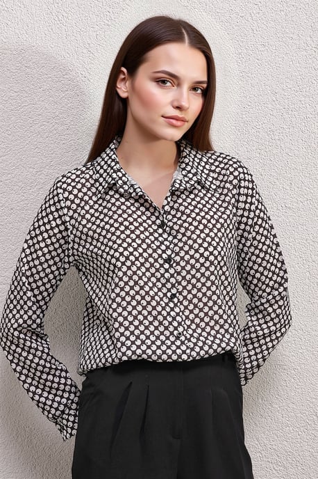 Satin Lange Mouw Knopshirt - Image 2