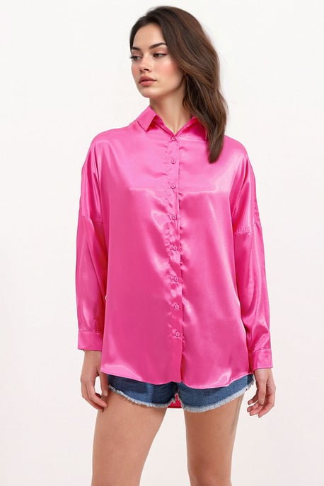 Oversized Satijnen Knopenblouse - Image 2