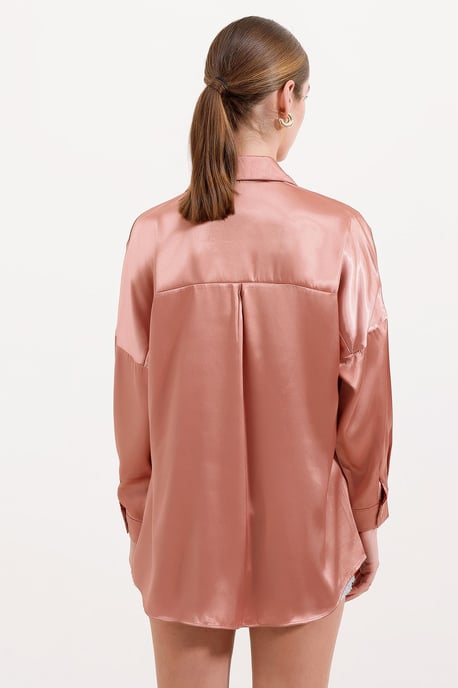 Overgrote Satijnen Knop-Front Shirt - Image 4