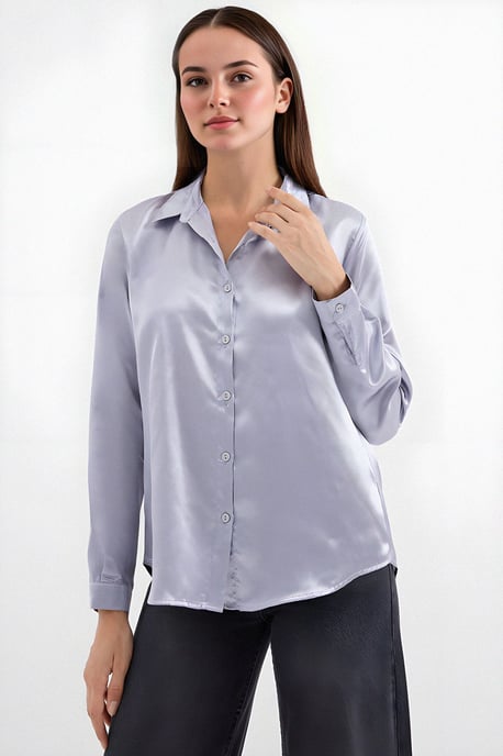 Satin Lange Mouwen Knopen Overhemd - Image 3