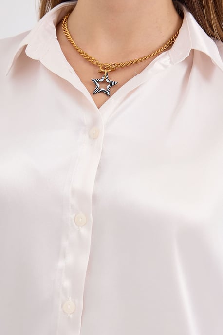 Satin Lange Mouwen Knop-Up Shirt - Image 4