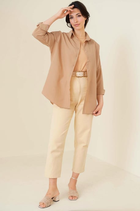 Ontspannen Fit Poplin Shirt met Knopen Sluiting - Image 2