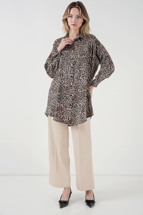 Leopardprint Lange Mouw Knopshirt - Image 2