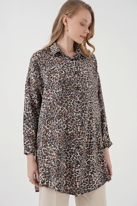 Leopardprint Lange Mouw Knopshirt - Image 3