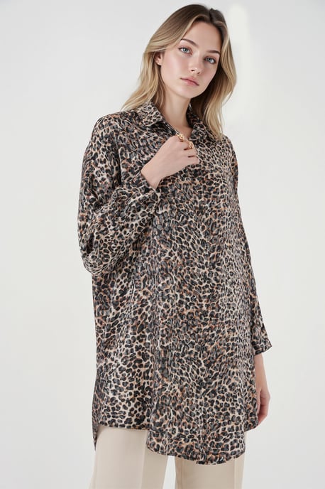 Leopardprint Lange Mouw Knopshirt - Image 4