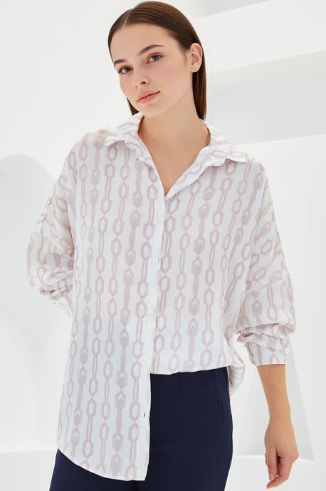 Overgrote Satijnen Knop-Front Shirt - Image 1