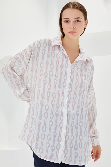 Overgrote Satijnen Knop-Front Shirt - Image 2