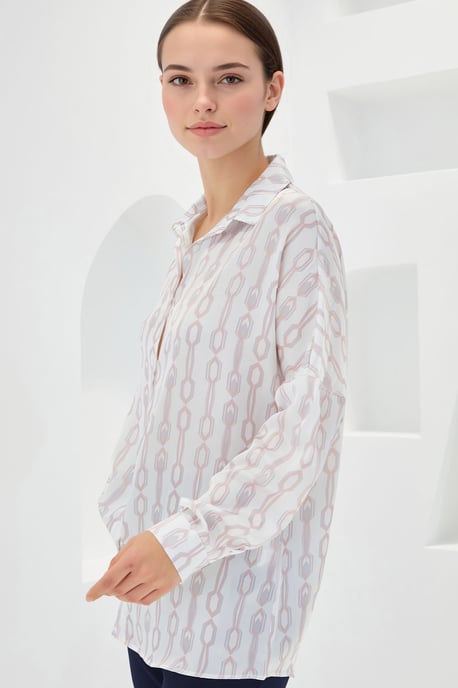 Overgrote Satijnen Knop-Front Shirt - Image 3