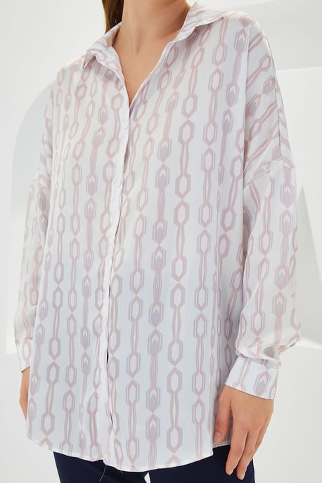 Overgrote Satijnen Knop-Front Shirt - Image 4