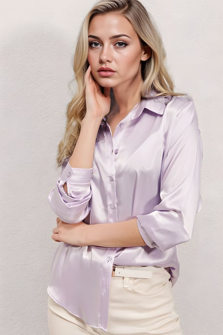 Satin Lange Mouw Knopshirt - Image 2
