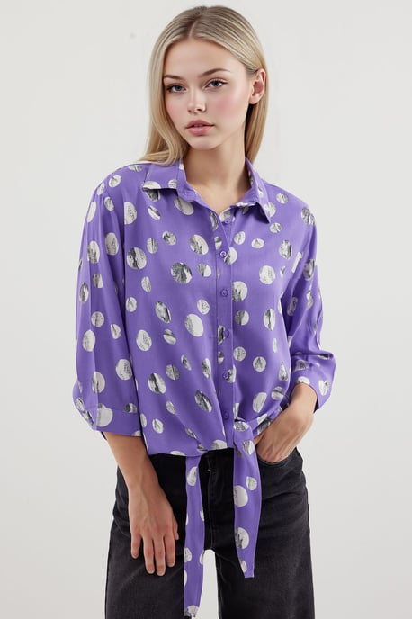 Geprinte Viscose Blouse met Strik - Image 1