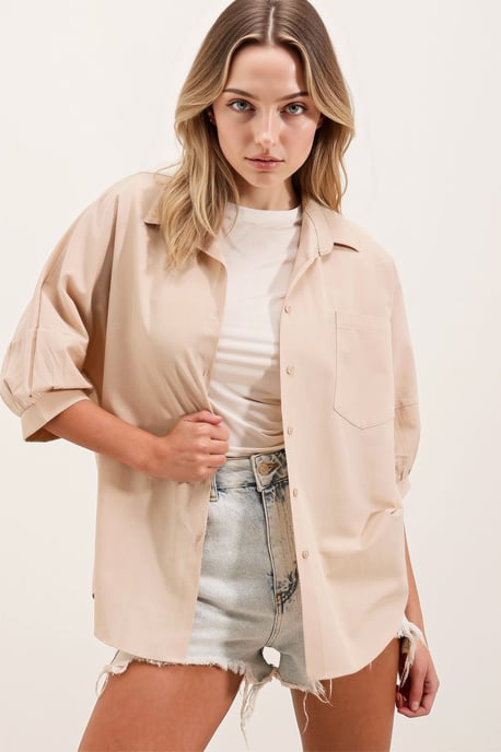 Losse Pasvorm Poplin Shirt met Pocket - Image 1