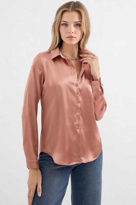 Satijnen Overhemdbedshirt met Lange Mouwen - Image 1