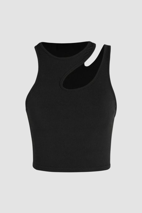 Asymmetrische Kraag Crop Top - Image 1
