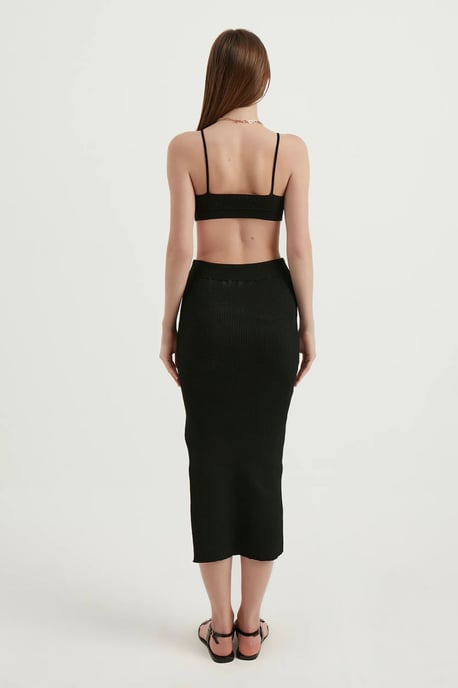 2 Stuks: V-hals Bodycon Crop Top & Hoge Taille Maxi met een Zijsplit - Image 4