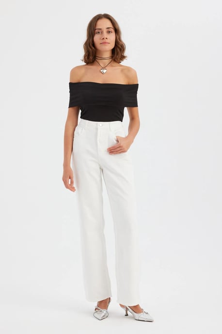 Off-Shoulder Rimpel Bodycon Cropped Top - Image 2