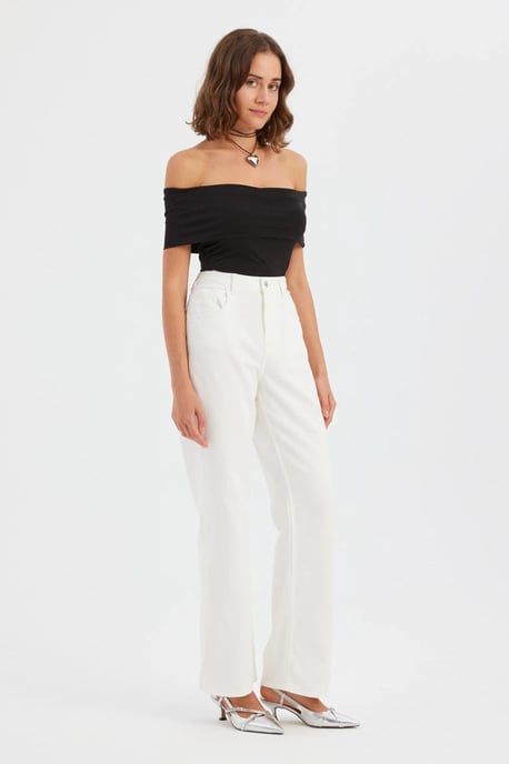Off-Shoulder Rimpel Bodycon Cropped Top - Image 3
