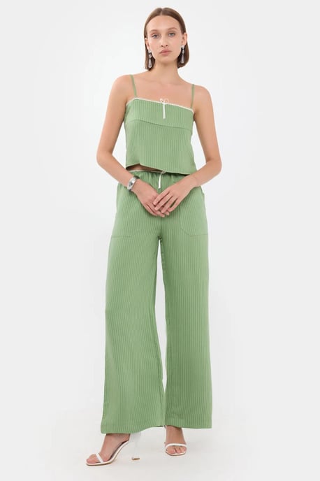 Gestreepte Vierkante Hals Bandtop Cropped - Image 1