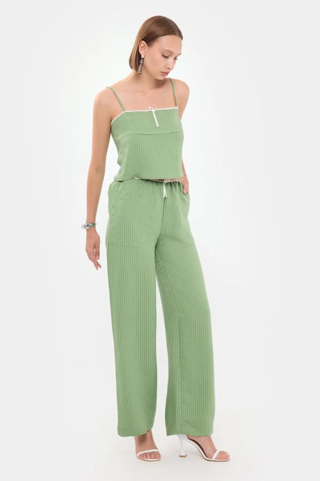 Gestreepte Vierkante Hals Bandtop Cropped - Image 2