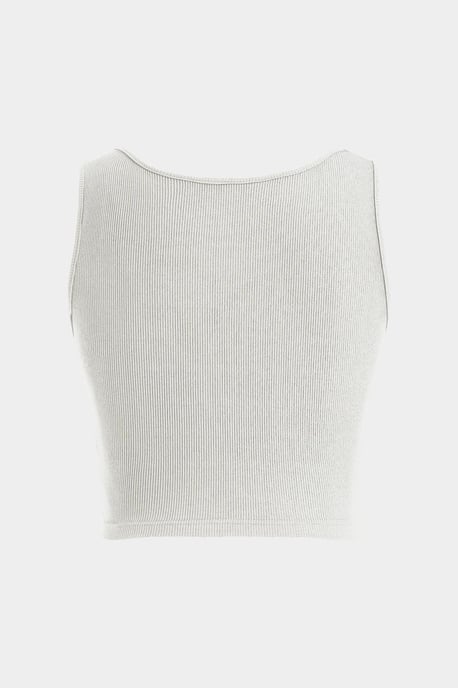 Effen Rib Twist Voorkant Crop Top - Image 4