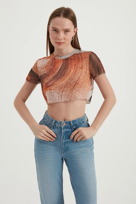 Abstract Tüllen Crop Top - Image 1