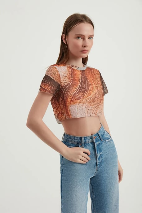 Abstract Tüllen Crop Top - Image 2