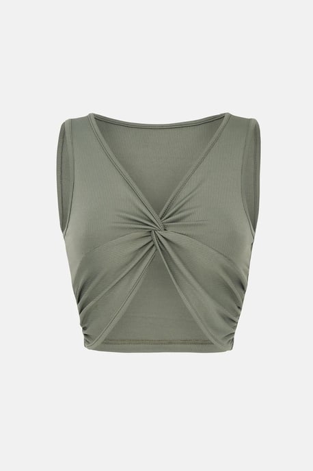 Stevige Rib Twist Voorkant Crop Top - Image 1