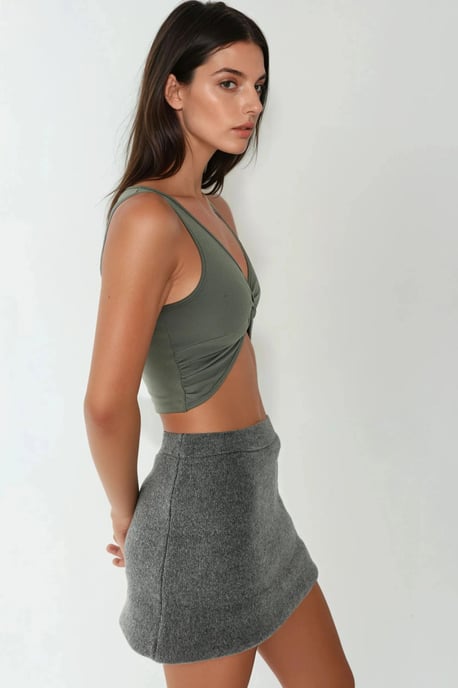 Stevige Rib Twist Voorkant Crop Top - Image 6