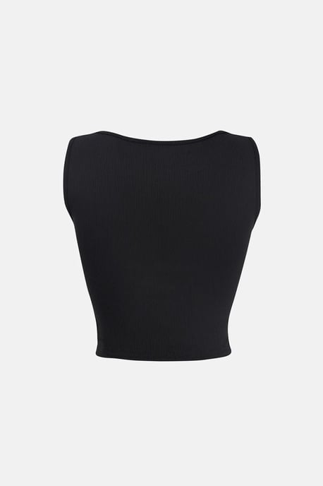 Effen Rib Twist Voorkant Crop Top - Image 4