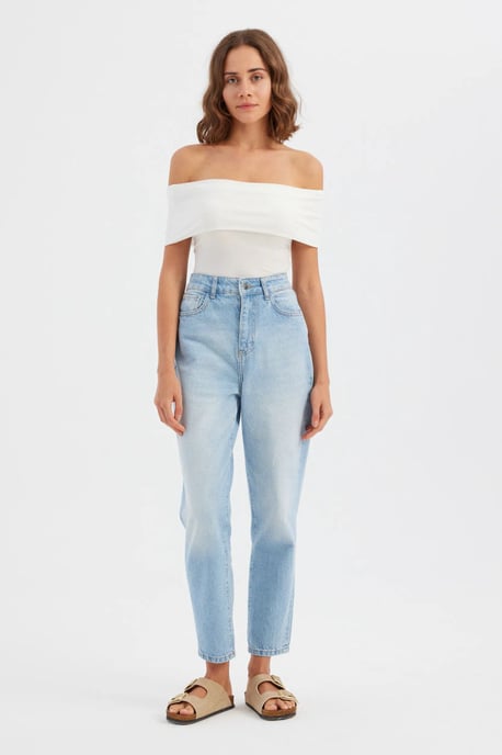 Off-Shoulder Gerimpelde Bodycon Crop Top - Image 2
