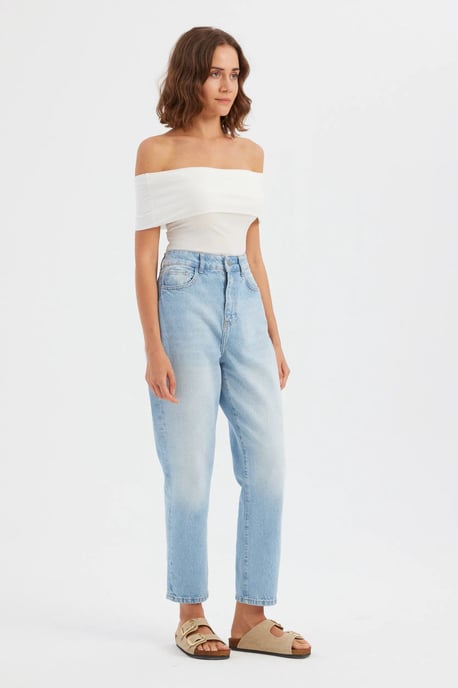 Off-Shoulder Gerimpelde Bodycon Crop Top - Image 3