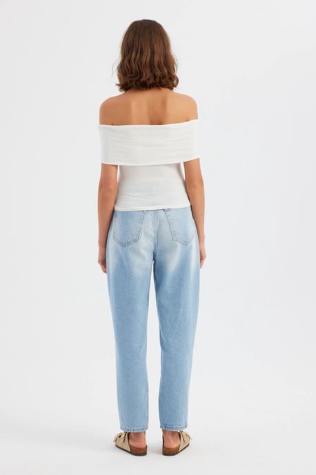 Off-Shoulder Gerimpelde Bodycon Crop Top - Image 4
