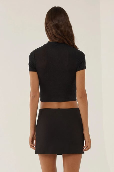 Aansluitende Halve Col Gebreide Cropped Top - Image 4